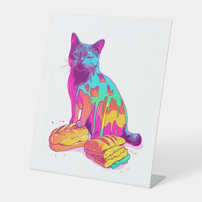 Signe De Table Meowphosis de pain - Glitchy Funny Chat Meme (Recto)