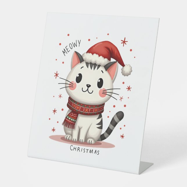 Signe De Table Meowy Christmas Cat Lover Funny Festive Holidays C (Recto)