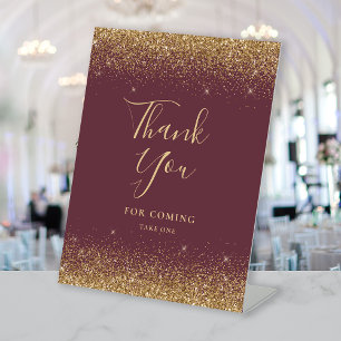 Signe De Table Merci de Mariage de Parties scintillant or de Bour
