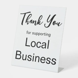 Signe De Table Merci de Soutenir les Entreprises Locales Blanc