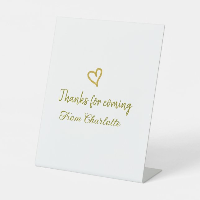 Signe De Table merci de venir ajouter nom message texte golden he (Recto)