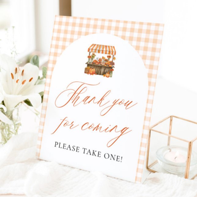 Signe De Table Merci d'être venu, Fraîchement cueillie du marché  (Fall Fresh Off The Market Thank you for coming Sign)