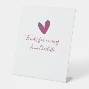 Signe De Table merci d'être venu nom du texte message cœur rose