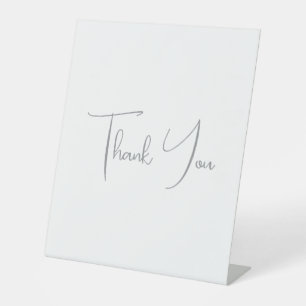 Signe De Table Merci gris manuscrit classique blanc chic