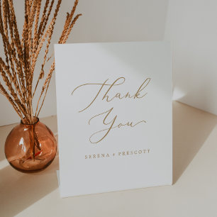 Signe De Table Merci Mariage de calligraphie or délicat