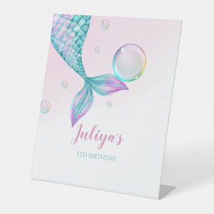 Signe De Table Mermaid Queue avec bulles Anniversaire