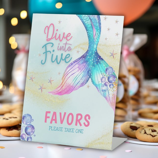 Signe De Table Mermaid Tail glitter dive into five Favors  (Créateur téléchargé)