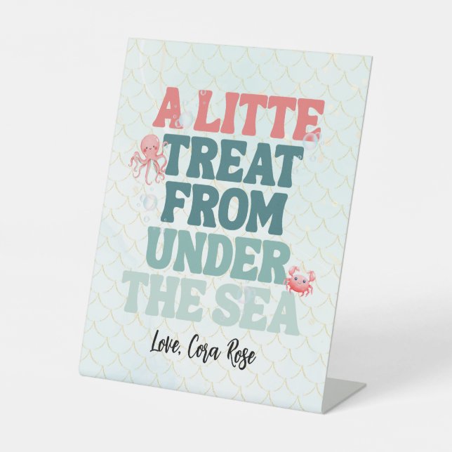 Signe De Table Mermaid Under The Sea Girl Birthday Party (Recto)
