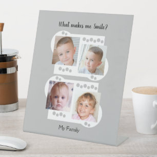 Signe De Table Mes photos de famille blanc et gris