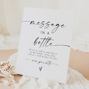 Signe De Table Message dans un Baby shower de bouteilles