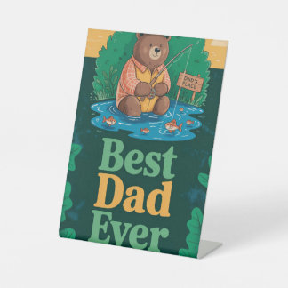 Signe De Table Message de la fête des pères avec un ours mignon p