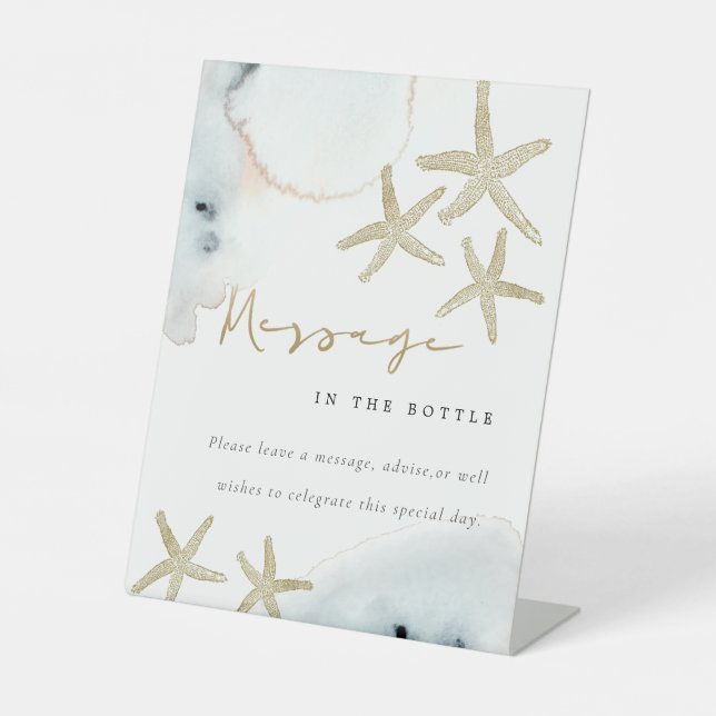 Signe De Table Message Gold Starfish dans la Fête des mariées bou (Recto)