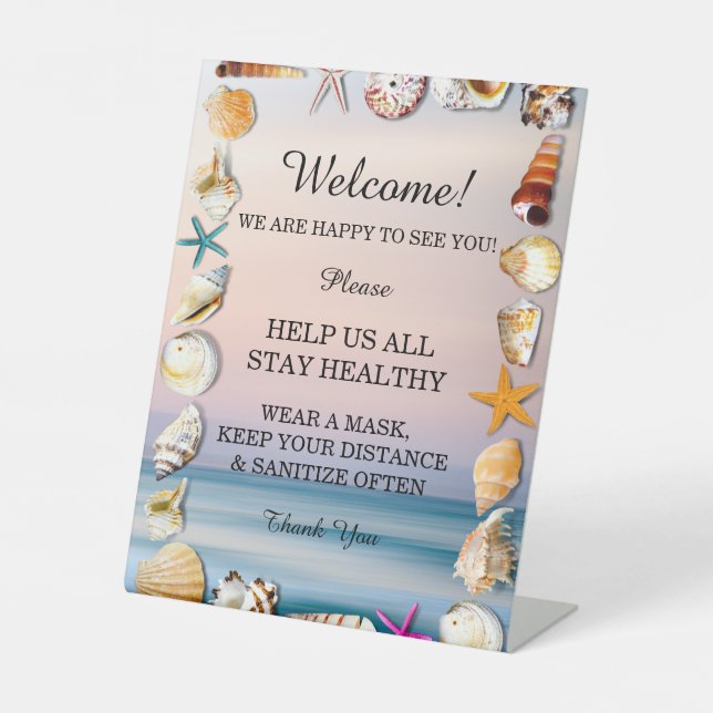 Signe De Table Mesures De Sécurité De La Plage De Sable Tropicale (Recto)