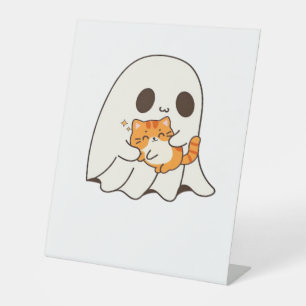 Signe De Table Mignon fantôme et chat, T-shirt classique Hallowee