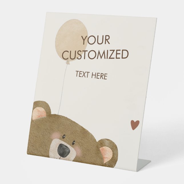 Signe De Table Mignonne Ours Nous Pouvons Attendre Baby shower Se (Recto)