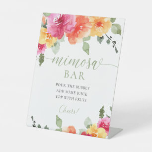 Signe De Table Mimosa bar coloré rose oranger pivoines ressort