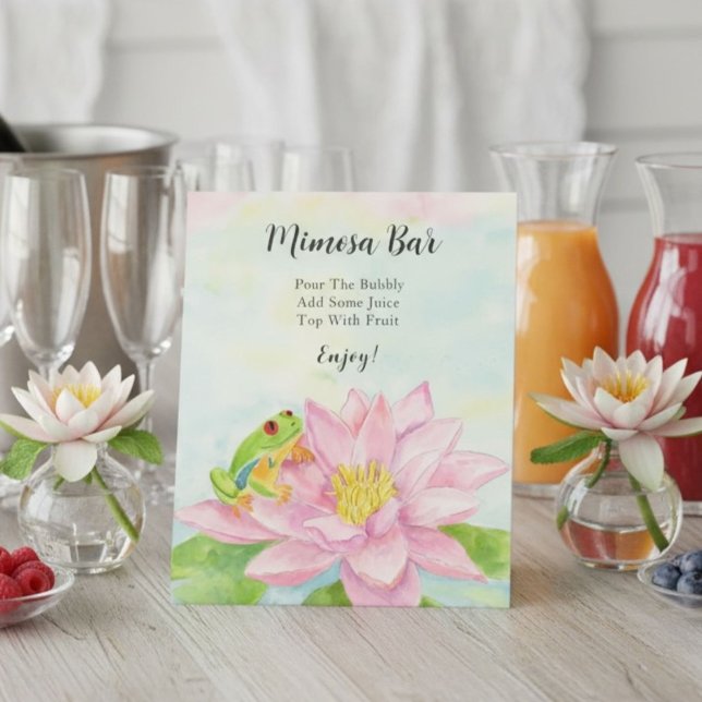 Signe De Table Mimosa Mariage Rose Nénuphar & Grenouille Arbre (Créateur téléchargé)