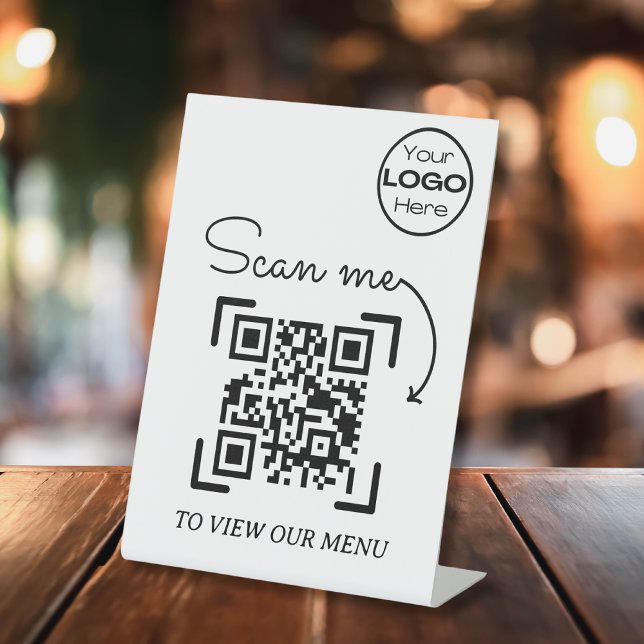 Signe De Table Mini Scan Me Menu Business Logo Code QR (Créateur téléchargé)