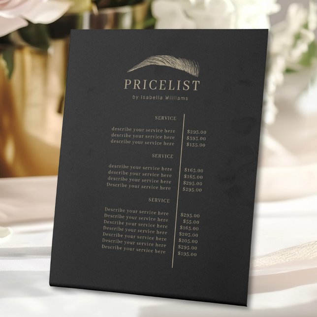 Signe De Table Minimal Elegant Eyebrow Salon Pricelist (Minimal Elegant Eyebrow Salon Pricelist Pedestal Sign)
