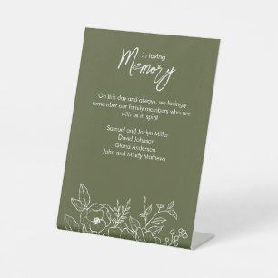 Signe De Table Minimal Floral Botanique Mousse Vert In Memoriam