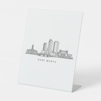 Signe De Table Minimalist Fort Worth Skyline Line Art
