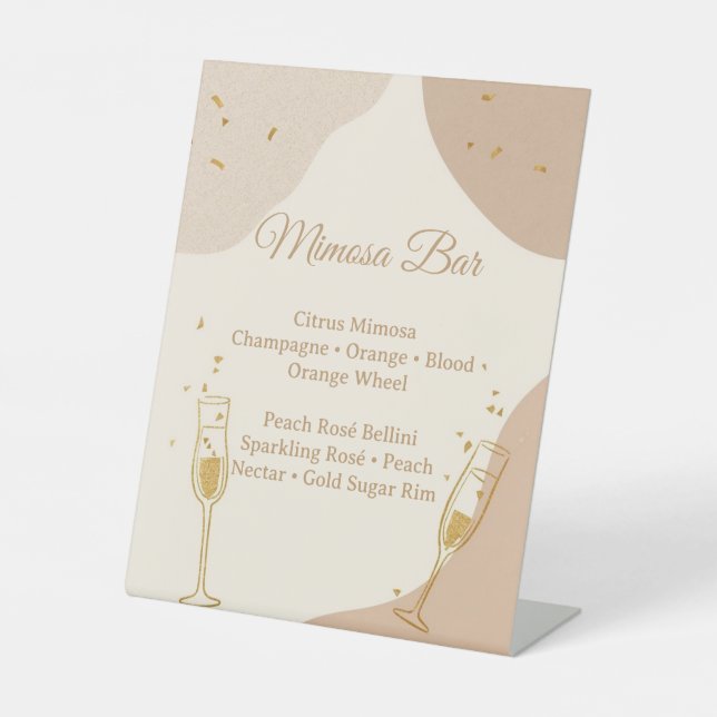 Signe De Table Minimalist Mimosa Bar Sign – Neutral Brunch (Recto)