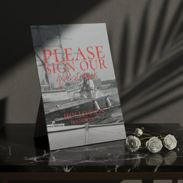 Signe De Table Minimalist Modern Handwritten Guest Book Sign (Invite your guests to share their love and well wishes with this Modern Guestbook Sign!)