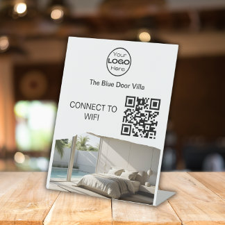 Signe De Table Minimalist Photo Business Logo Wifi QR Code