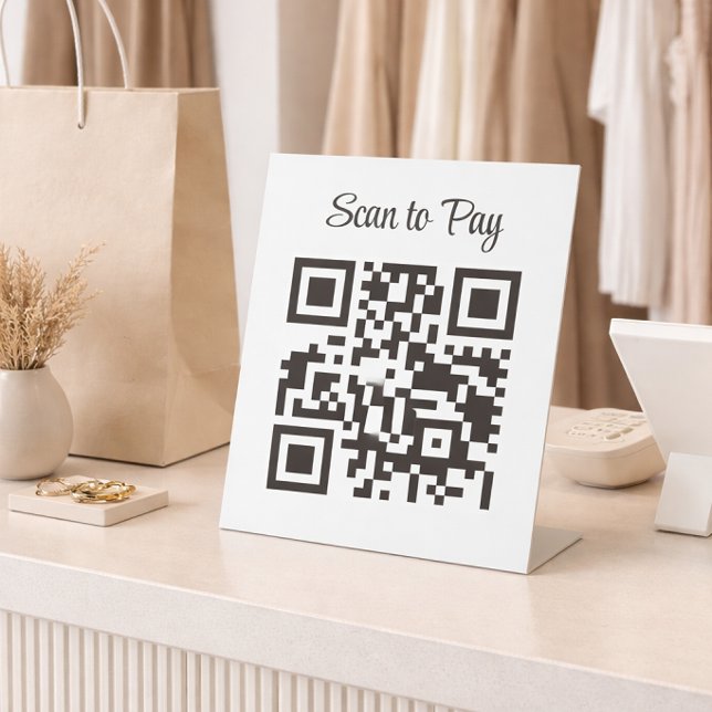 Signe De Table Minimalist Qr Code Scan to Pay  (Créateur téléchargé)