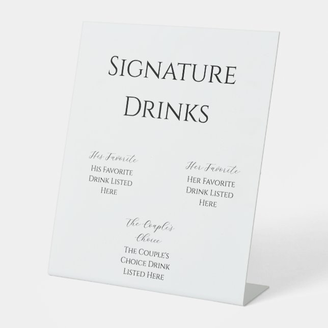 Signe De Table Minimalist Wedding Bar Sign | Custom Modern Black  (Recto)
