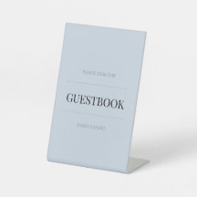 Minimalist Wedding Guest Book Dusky Blue