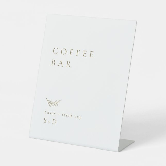 Signe De Table Minimalist White Gold Coffee Bar Wedding Sign (Recto)