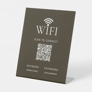 Signe De Table Minimalist WiFi Network Password QR Code Brown