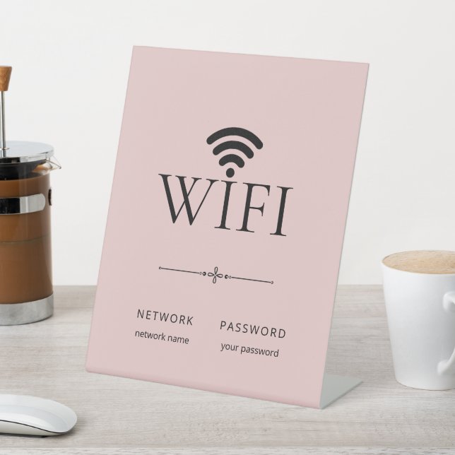 Signe De Table Minimalist Wifi Network Password Sign Light Pink (In SItu)