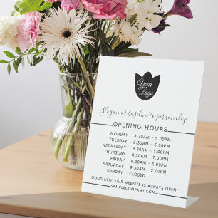 Signe De Table Minimaliste Ajoutez Votre Logo Heures D'Ouverture