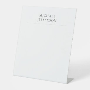 Signe De Table Minimaliste Moderne Noir & Blanc Uni