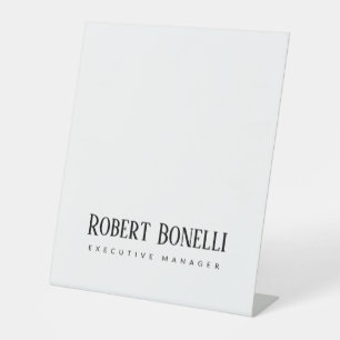 Signe De Table Minimaliste Noir & Blanc Moderne Uni