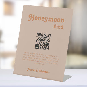 Signe De Table Minimaliste Retro Mariage Honeymoon Fund QR Code