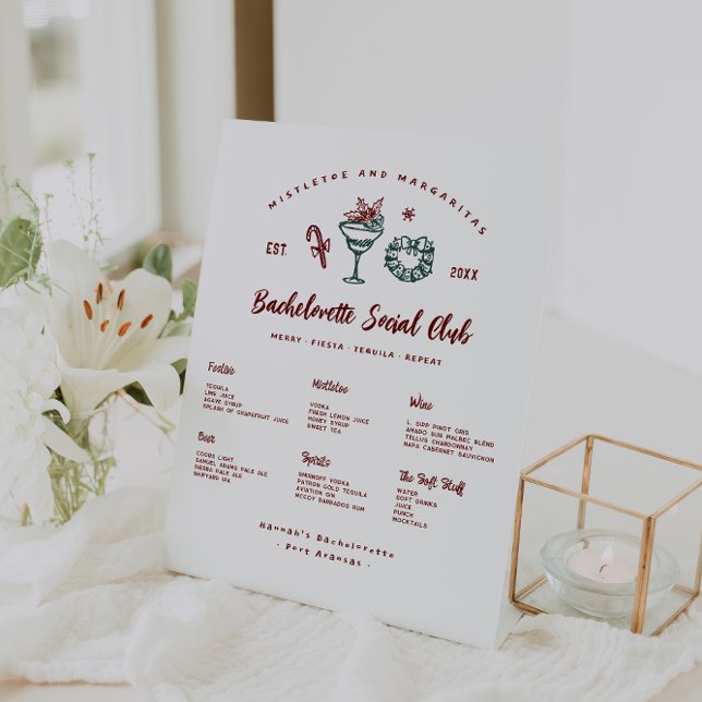 Signe De Table Mistletoe et Margaritas | Bachelorette de Noël (Créateur téléchargé)