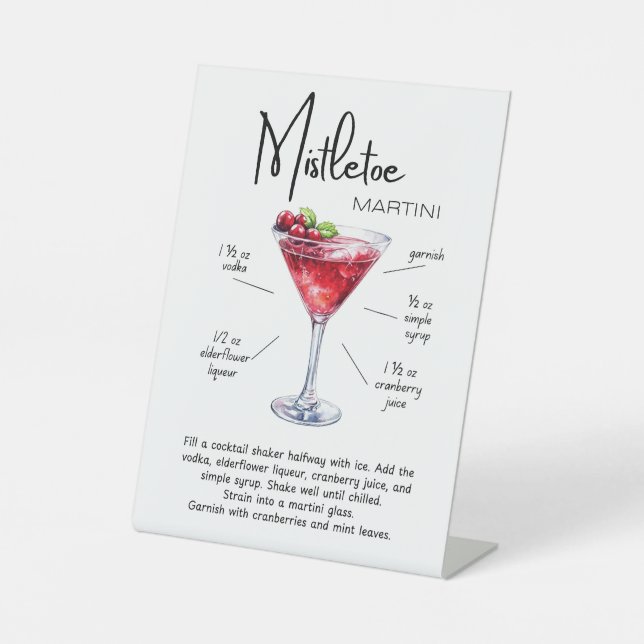 Signe De Table Mistletoe Martini Holiday Bar Sign (Recto)