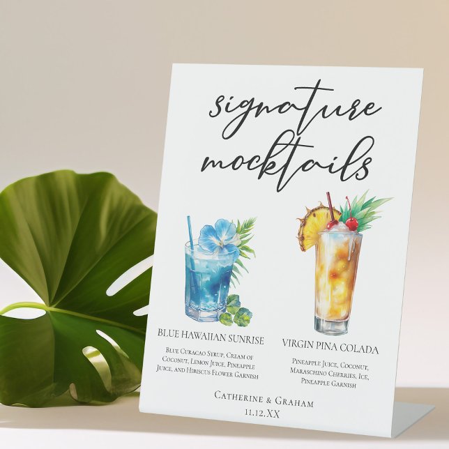 Signe De Table Mocktails d'été Blue Hawaiian Piña Colada (Créateur téléchargé)