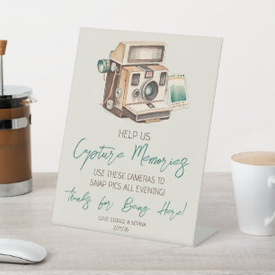 Signe De Table Mode d'utilisation de la caméra vintage jetable