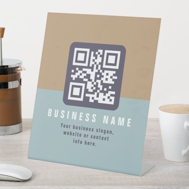 Signe De Table Modèle de code QR moderne éditable | Couleurs atté (In SItu)