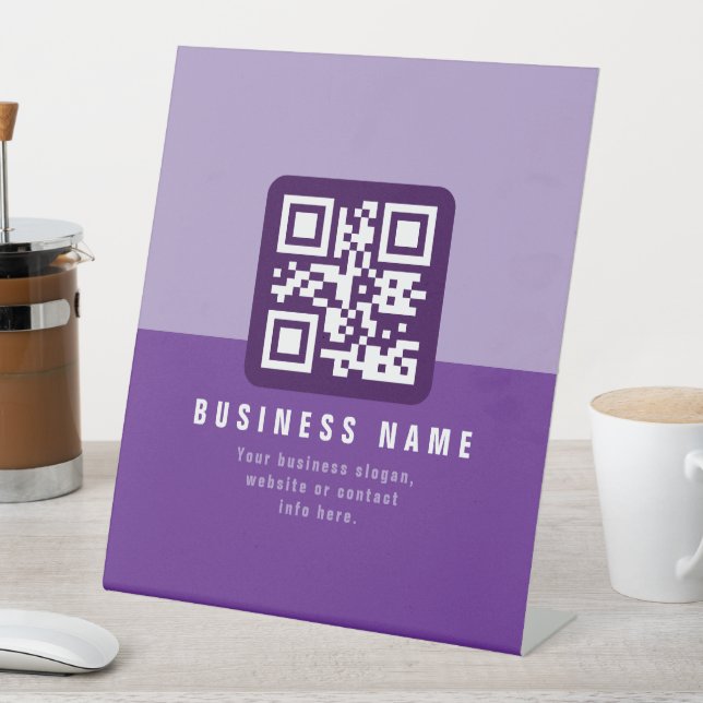 Signe De Table Modèle de code QR moderne modifiable | Purples (In SItu)