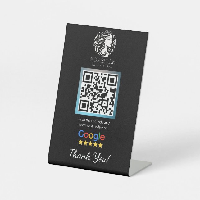 Signe De Table Modèle de stand Google Salon noir (Recto)