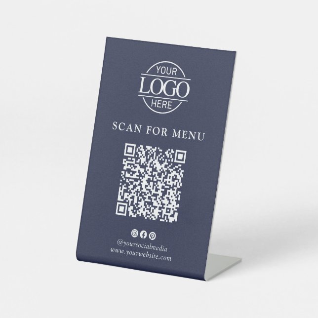 Signe De Table Modern Business Logo Contactles QR Code Menu (Recto)