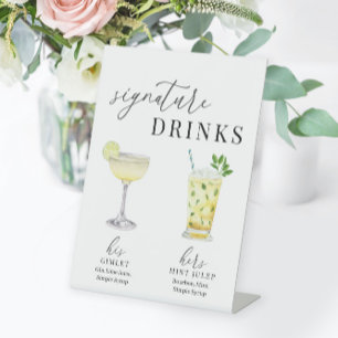 Signe De Table Modern Elegant Watercolor Signature Drinks