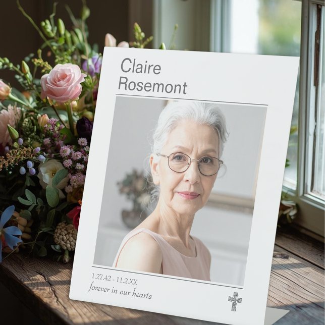 Signe De Table Modern Forever In Our Hearts Funeral Pedestal Sign (Modern Forever In Our Hearts Funeral Pedestal Sign
)