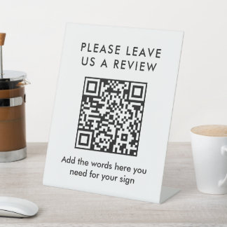 Signe De Table Modern Simple Black Custom Leave a Review QR Code