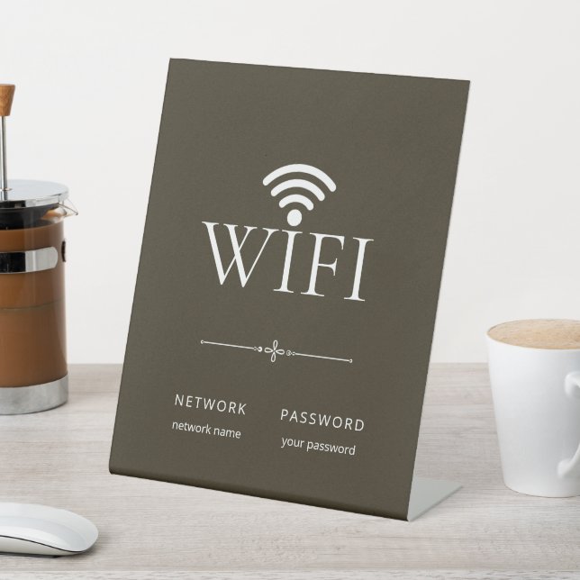 Signe De Table Modern Simple WiFi Network Password Sign Brown (In SItu)